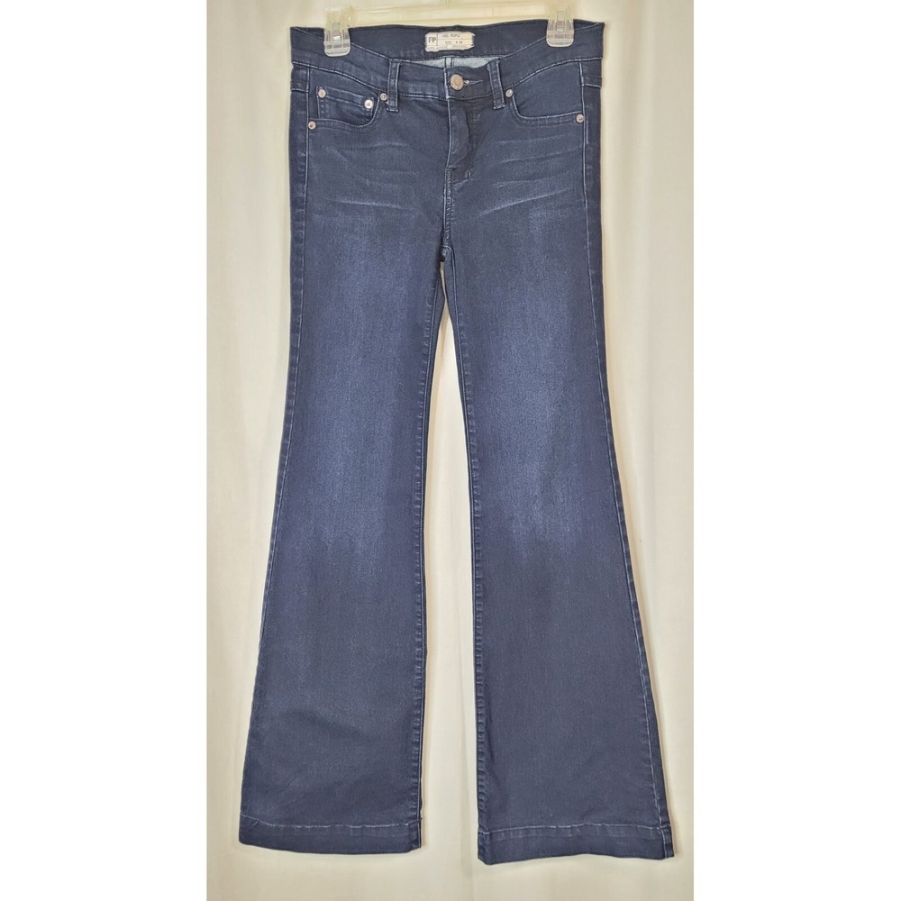 Free People Jeans Stretchy Flare Bell Bottom Mid Rise Denim Pants Sz 26 W